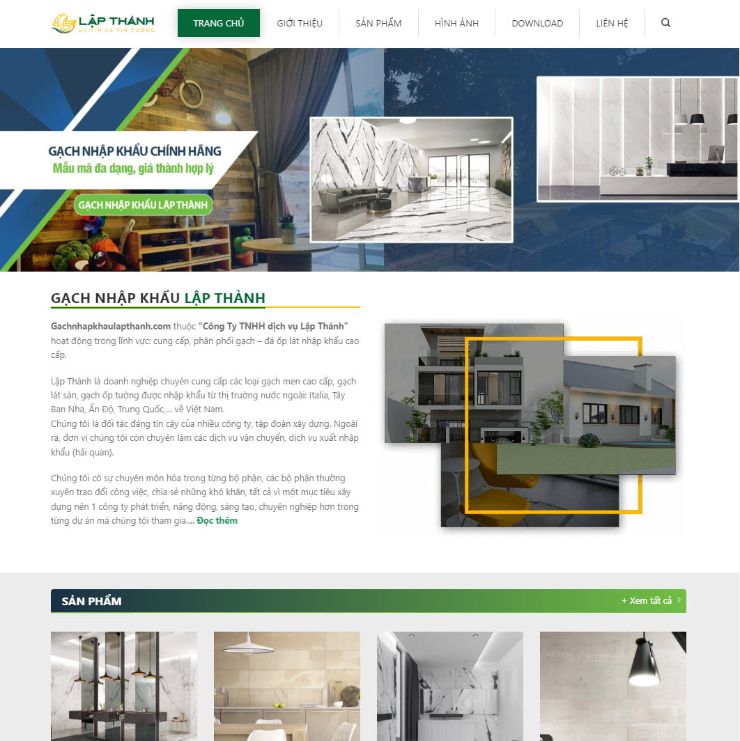 Theme wordpress bán gạch men, đá granite, đá mài