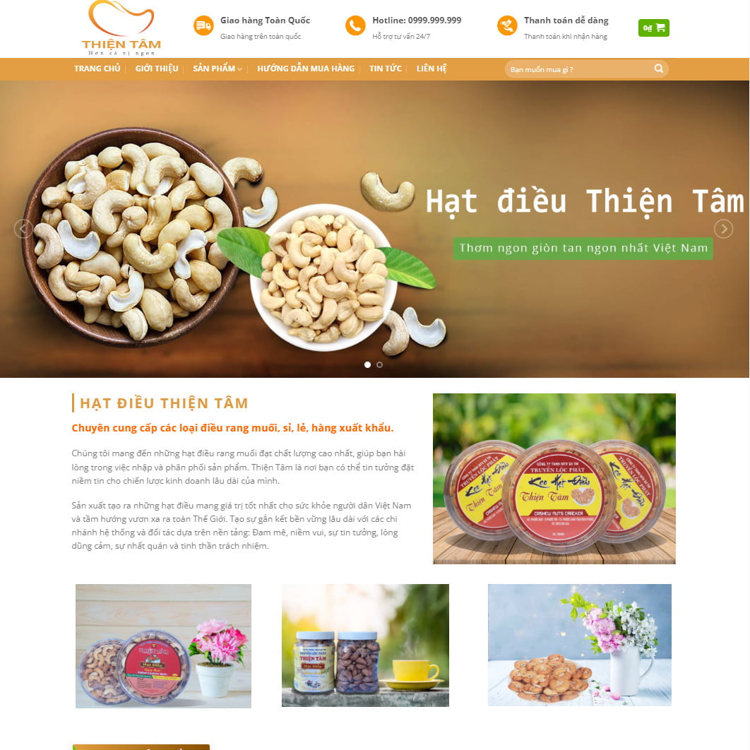 Theme wordpress nông sản hạt điều 01