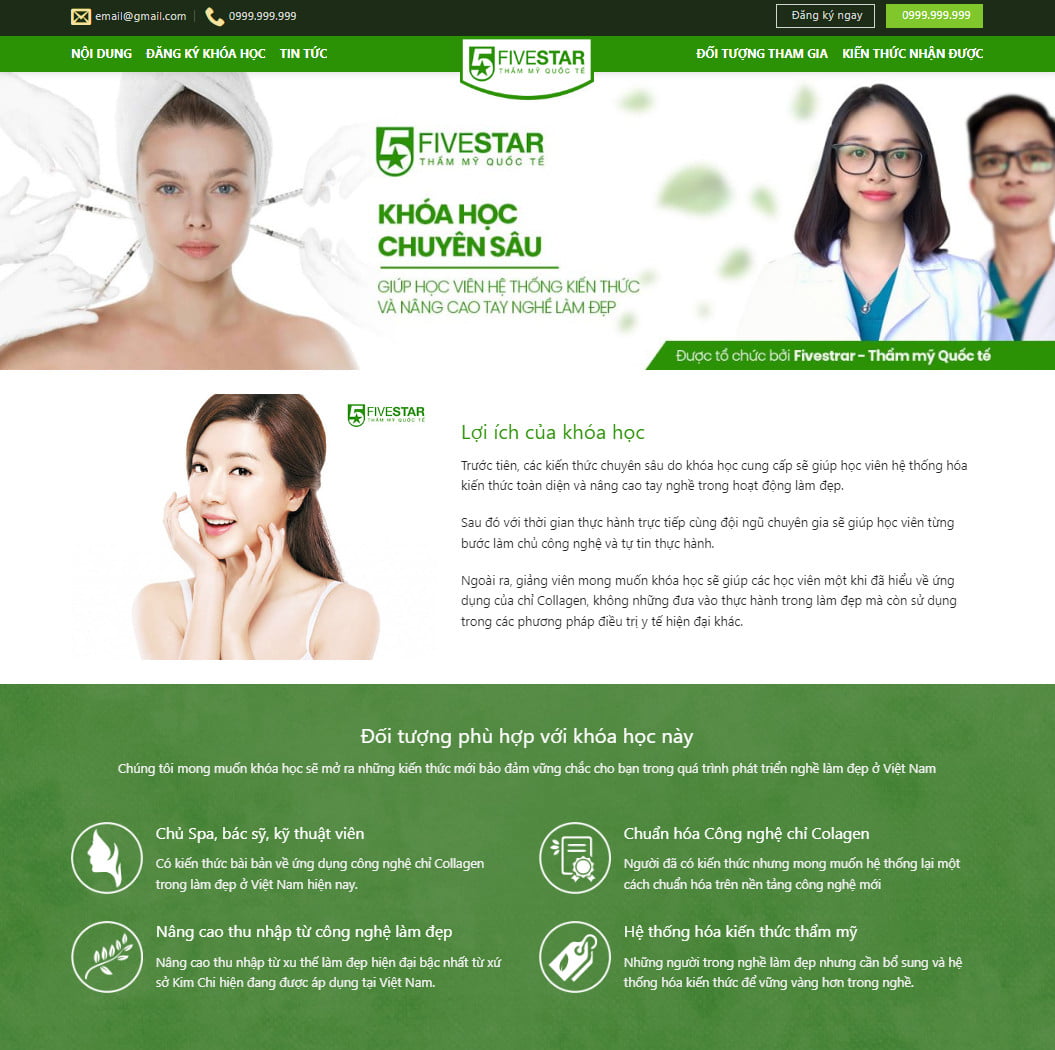 Theme wordpress khóa học làm đẹp, học trang điểm, spa