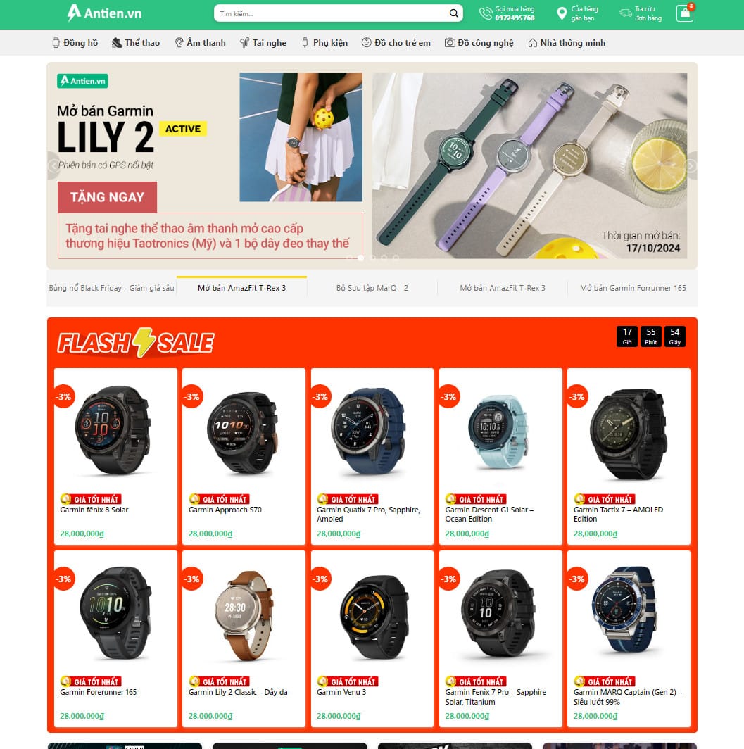Theme wordpress bán đồng hồ, đồ công nghệ 03